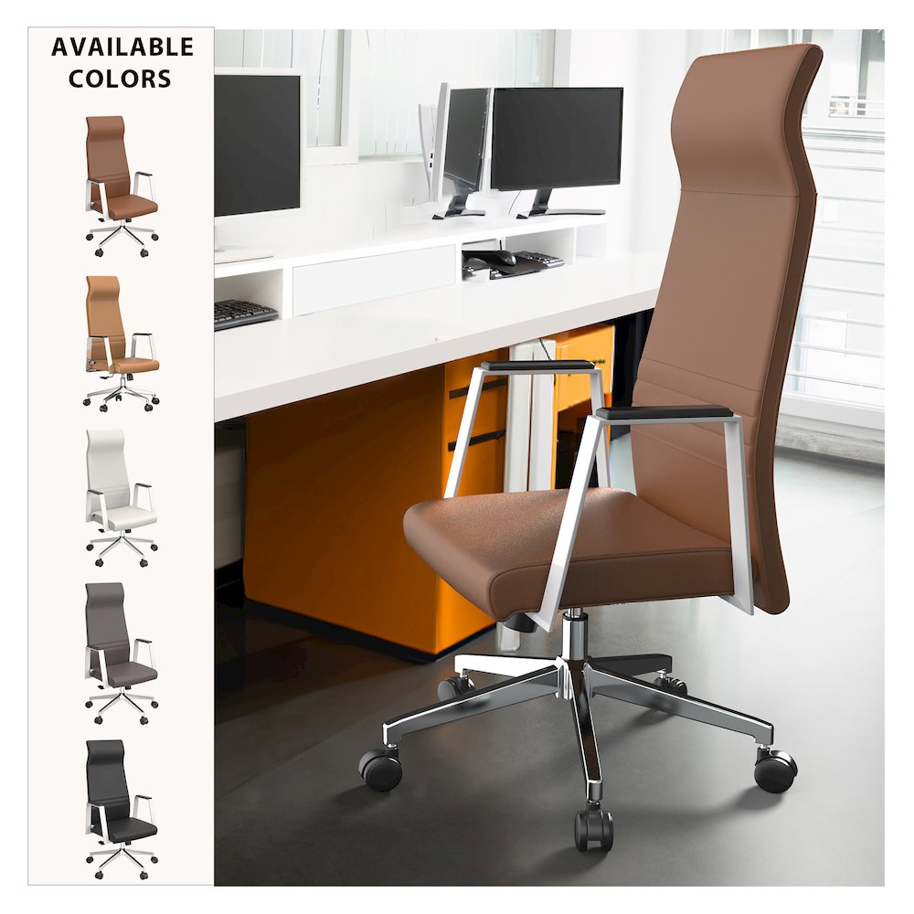Aleen High-Back Office Chair in Dark Brown. Picture 4