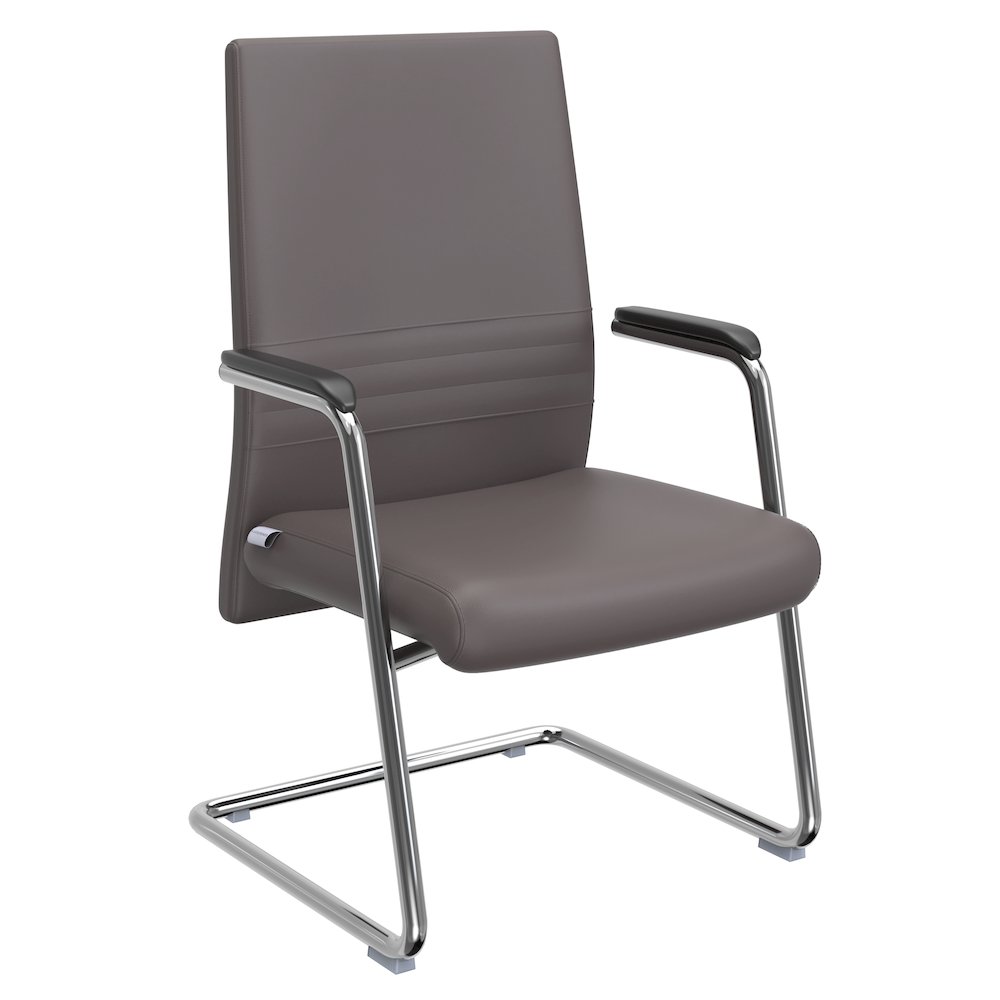 Aleen Series Guest Office Chair In Grey Leather. Picture 29