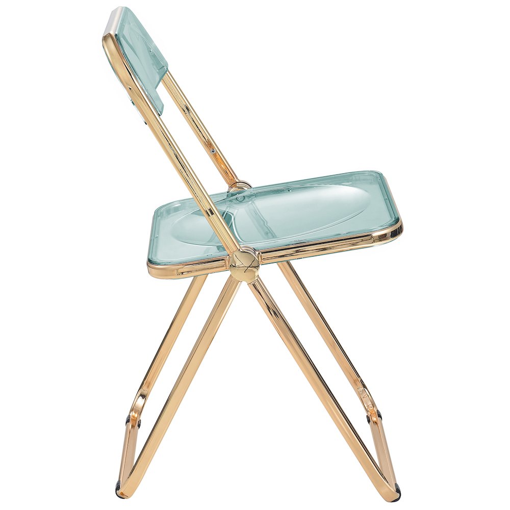 Lawrence Acrylic Folding Chair With Gold Metal Frame. Picture 17