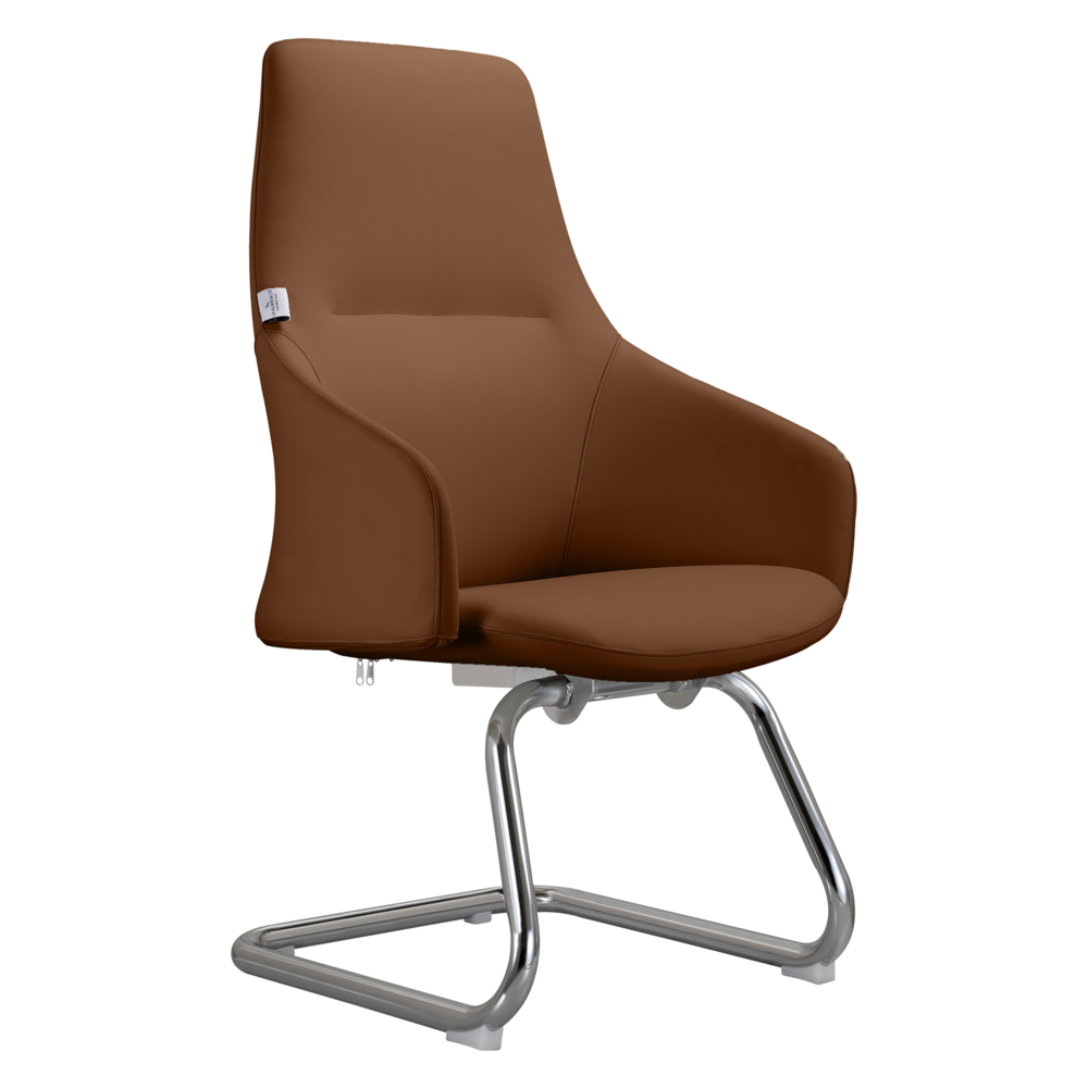 Celeste Series Guest Office Chair in Dark Brown Leather. Picture 1