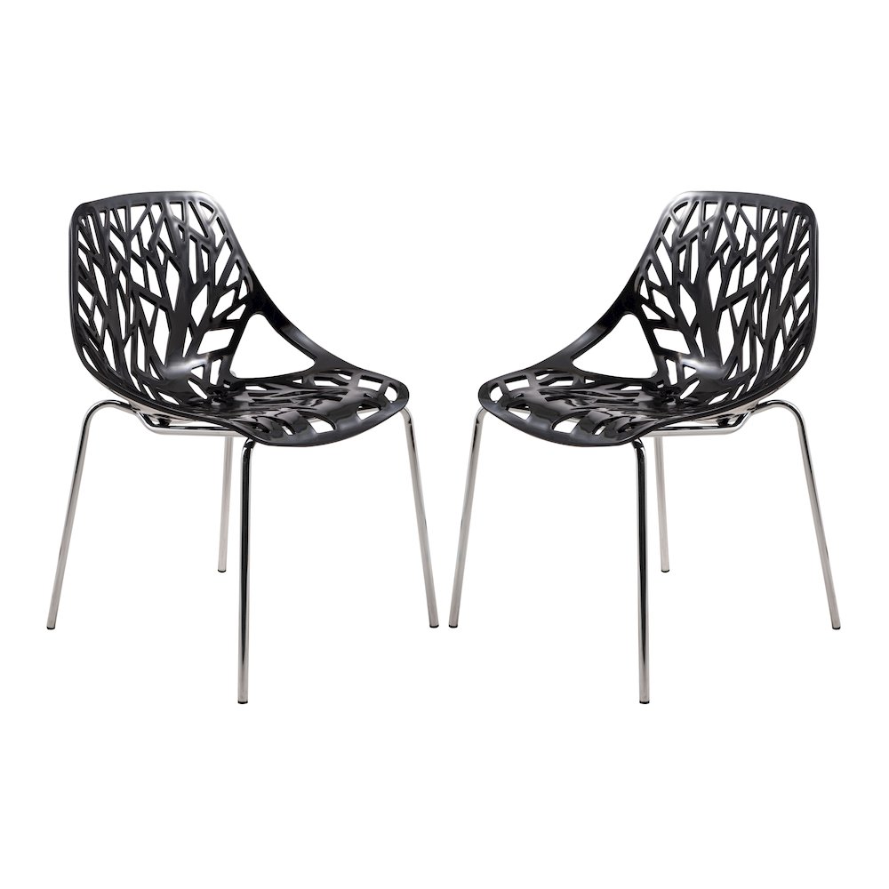 Modern Asbury Dining Chair w/ Chromed Legs, Set of 2. Picture 2