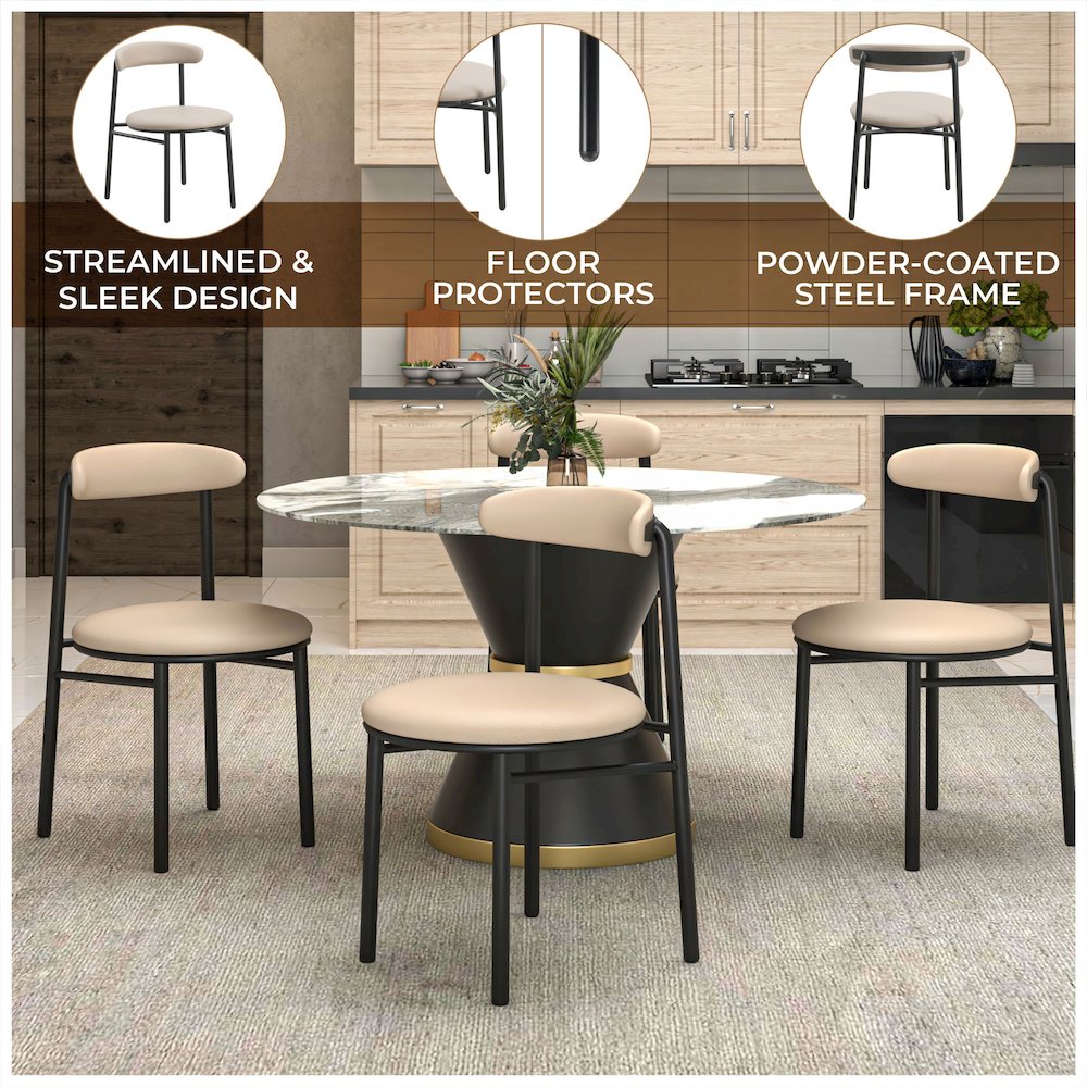 Lume Collection Modern Dining Chair in Dark Taupe Set of 4. Picture 6