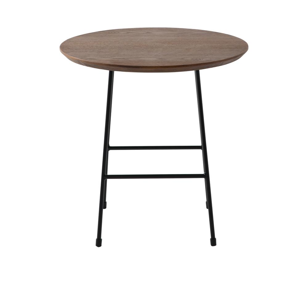 Rossmore Mid Century Modern Round Side Table With Black Steel Frame. Picture 2
