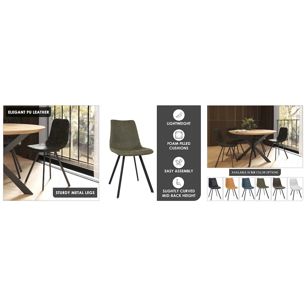 Markley Modern Leather Dining Chair With Metal Legs. Picture 24