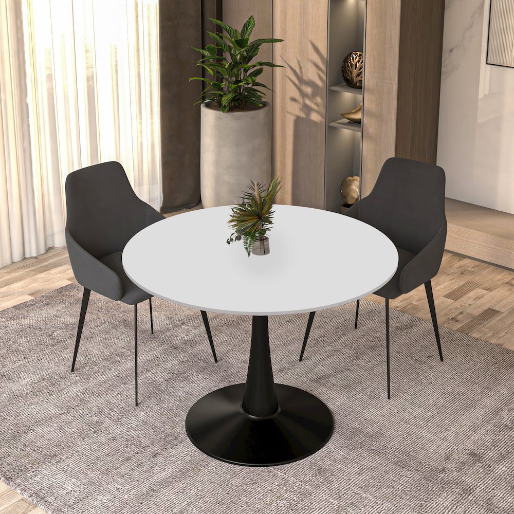 Bristol, 40" Round dining table in Black Base with White top. Picture 12