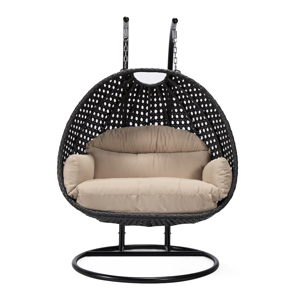 Mendoza Charcoal Wicker Hanging 2 person Egg Swing Chair. Picture 3