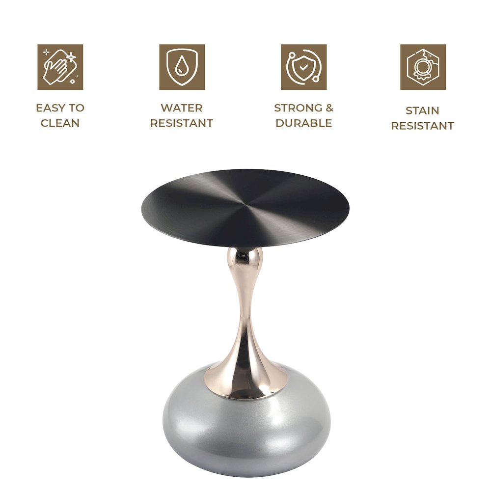 Savoy Collection Modern End Table In Silver. Picture 24