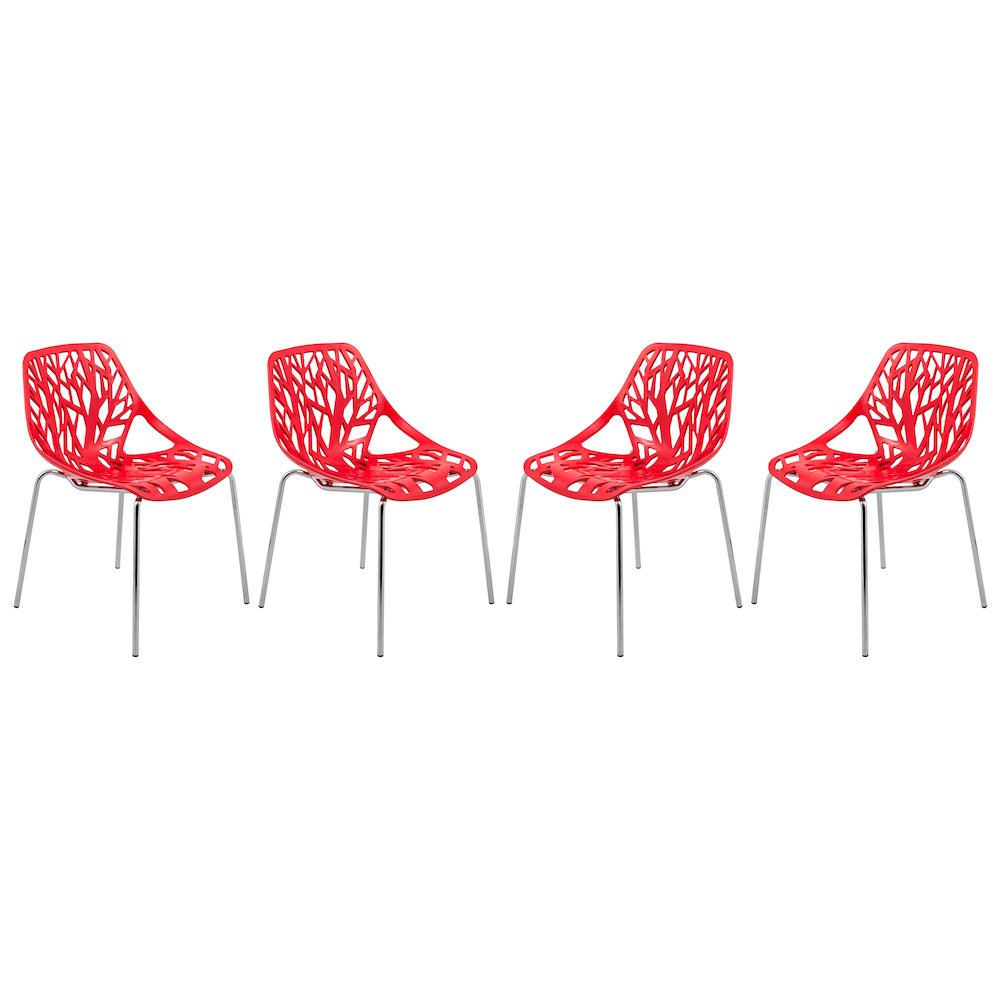 Modern Asbury Dining Chair w/ Chromed Legs, Set of 4. Picture 1