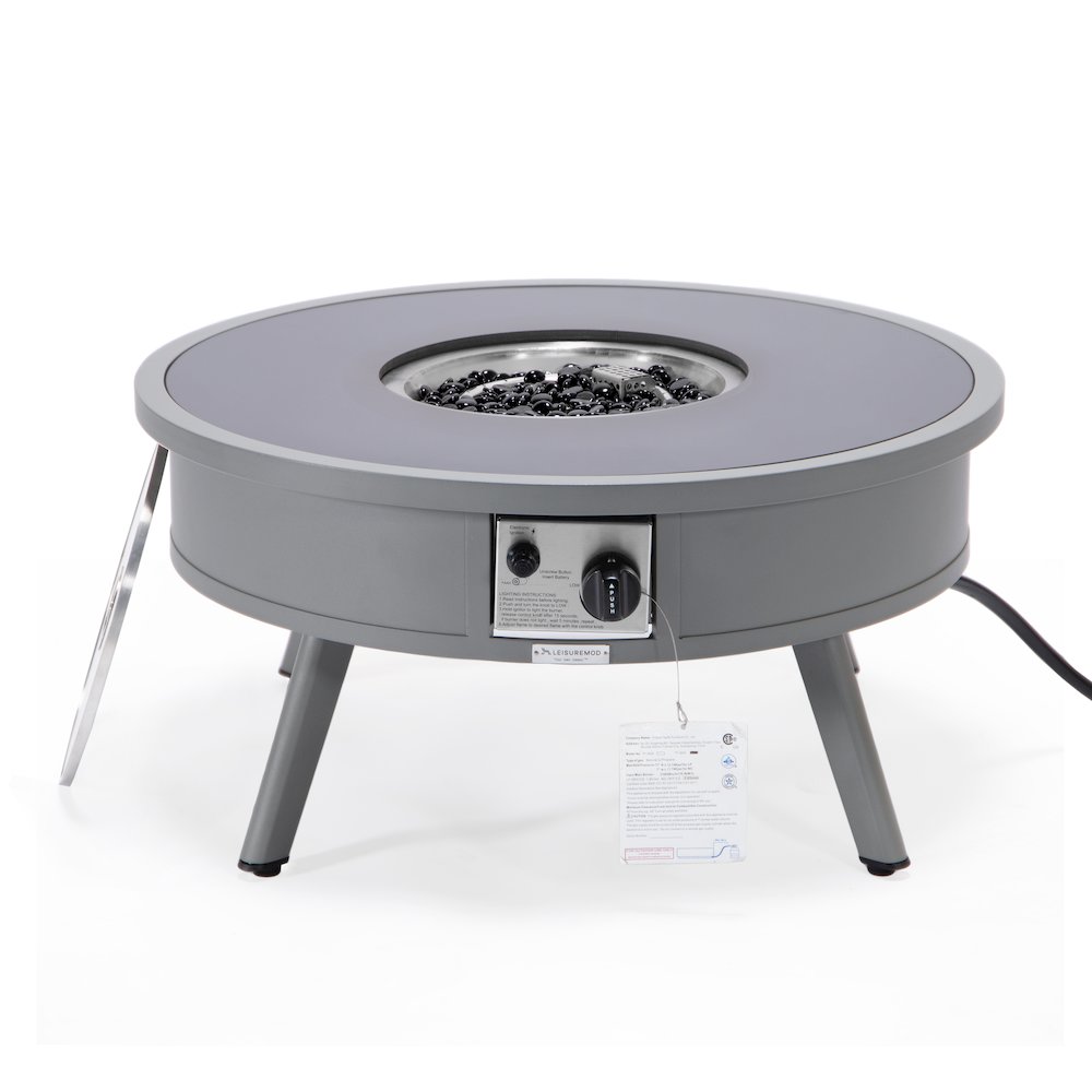 Walbrooke Outdoor Patio Aluminum Round Fire Pit Side Table. Picture 5