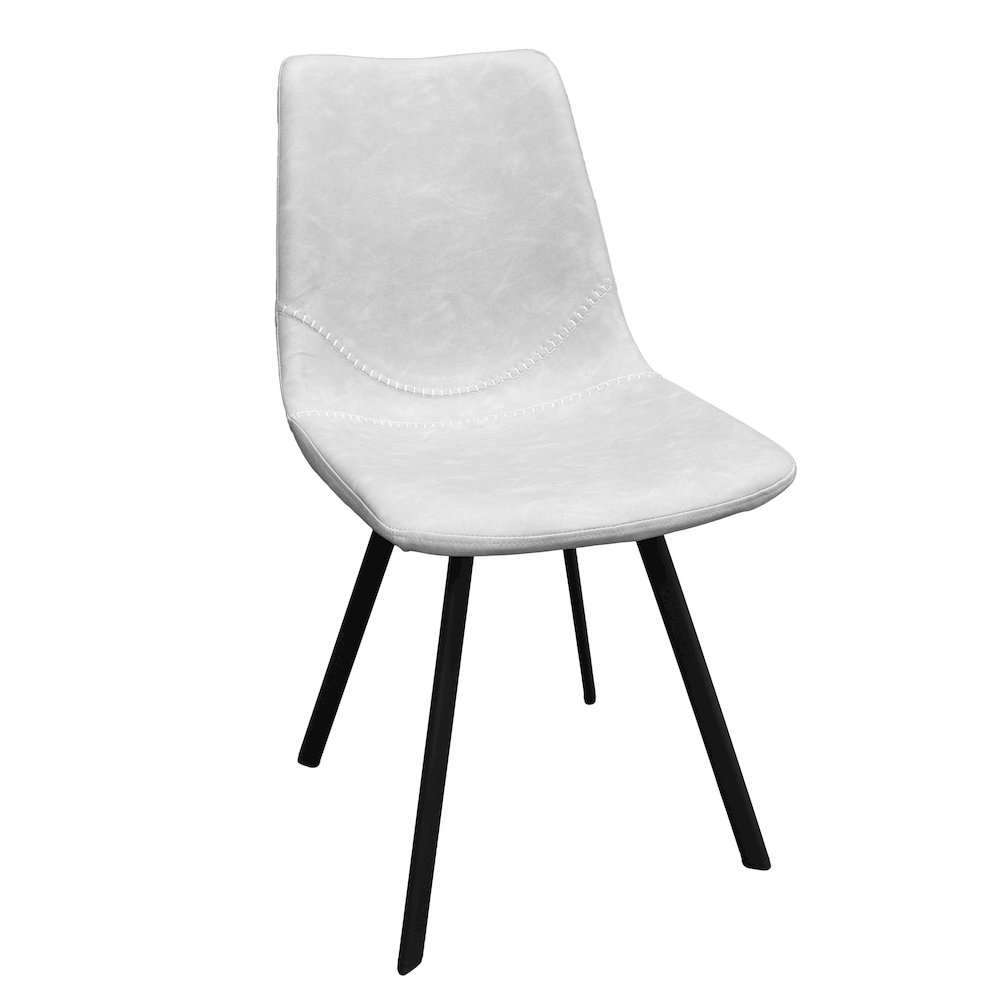 Markley Modern Leather Dining Chair With Metal Legs Set of 4, Light Grey. Picture 2
