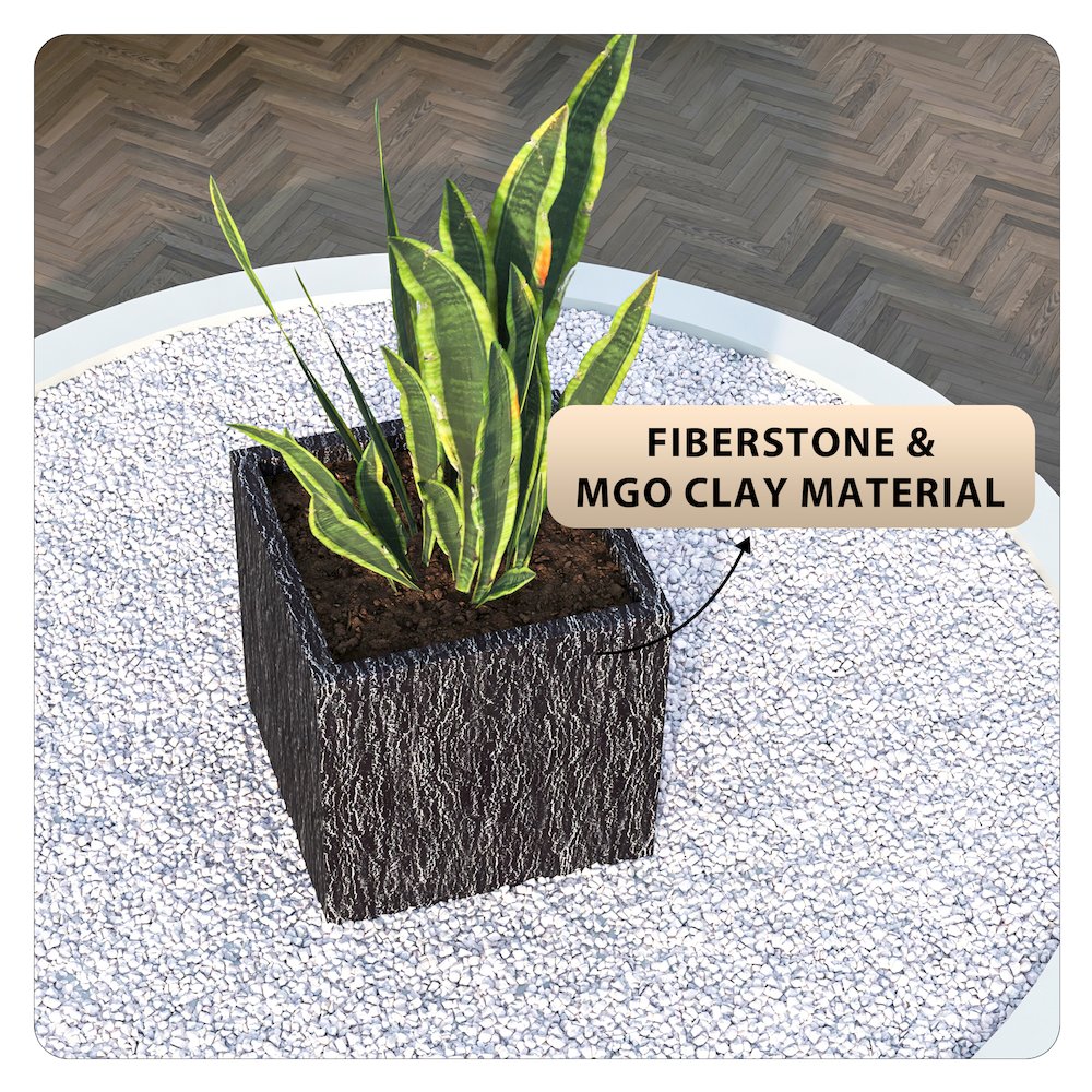 Verdura Series Cubic Poly Stone Planter in Dotted Blck 21.7 Cube. Picture 18