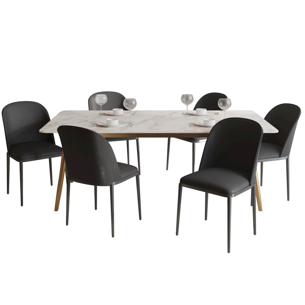 Zayle 7-Piece Dining Set with 55" Rectangular Dining Table in Black/Black. Picture 1