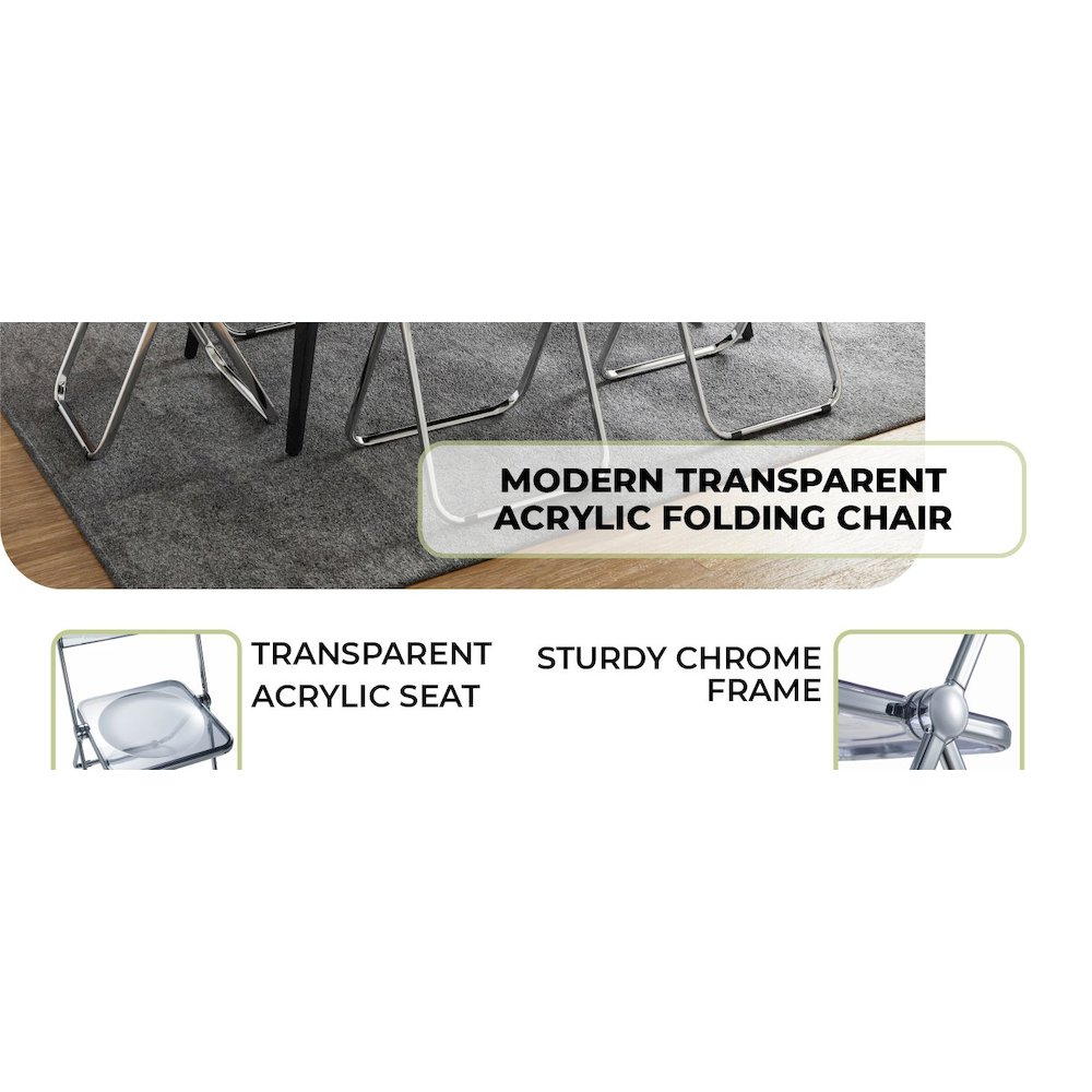 Lawrence Acrylic Folding Chair With Metal Frame. Picture 24