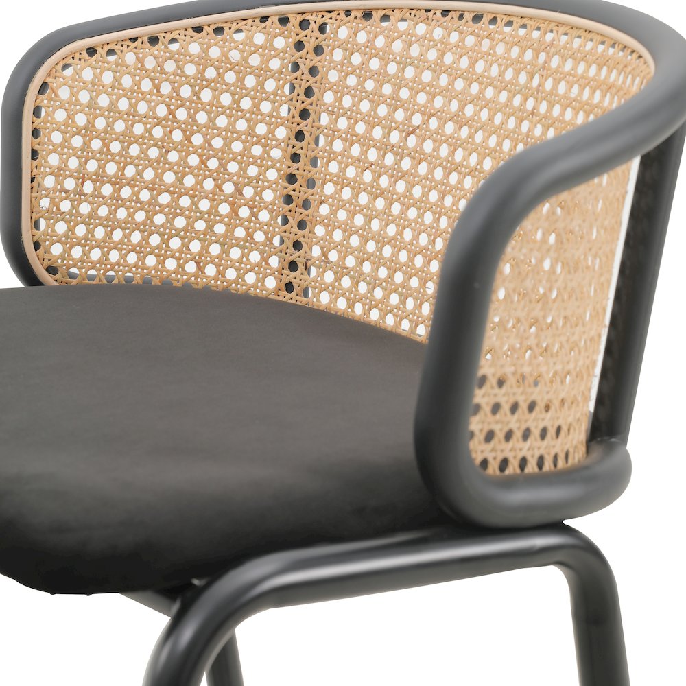 Ervilla Mid-Century Modern Wicker Bar Stool in Black. Picture 10