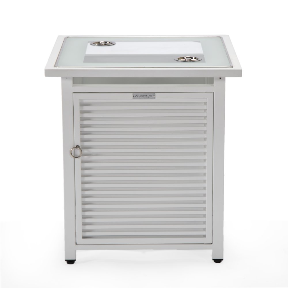 Walbrooke White Patio Square Tank Holder with Slats Design in White. Picture 2