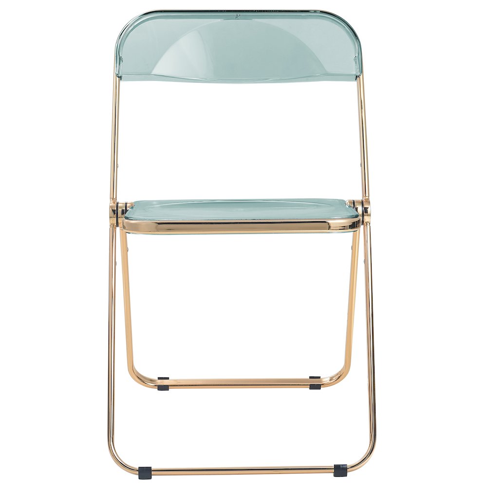 Lawrence Acrylic Folding Chair With Gold Metal Frame, Set of 2. Picture 9