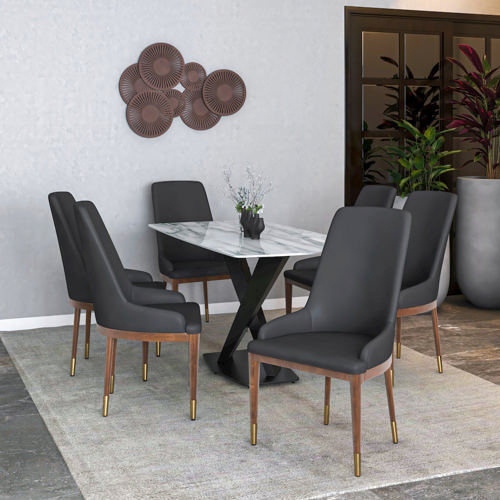 Viva Collection Modern Wooden Dining Chair in Dark Grey Set of 2. Picture 4