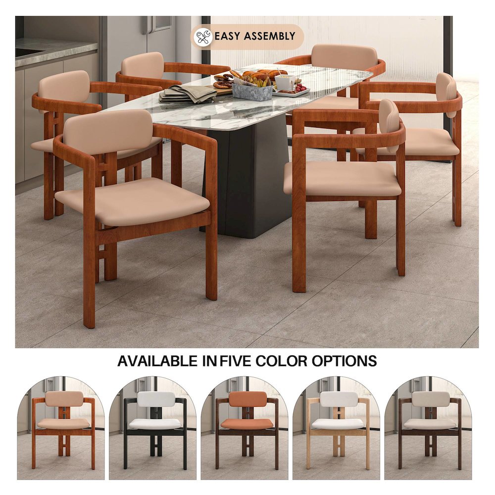 Velo Series Modern Dining Chair in Dark Natural Wood with Taupe Seat. Picture 7
