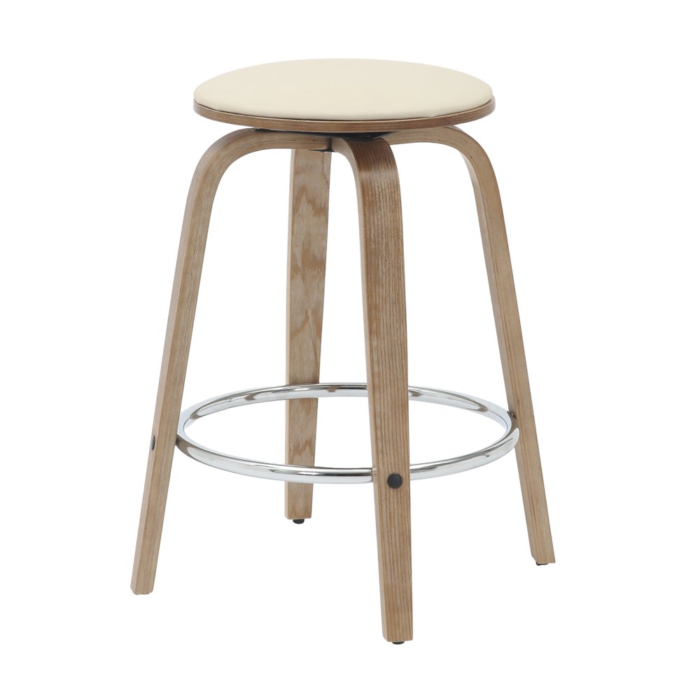 Wooden Counter Stool Pelya Collection Modern Style Washed Walnut color in Taupe. Picture 5