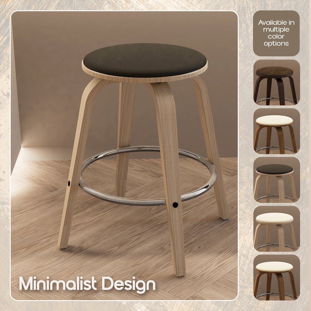 Wooden Counter Stool Pelya Collection Modern Style Washed Walnut color in Black. Picture 1