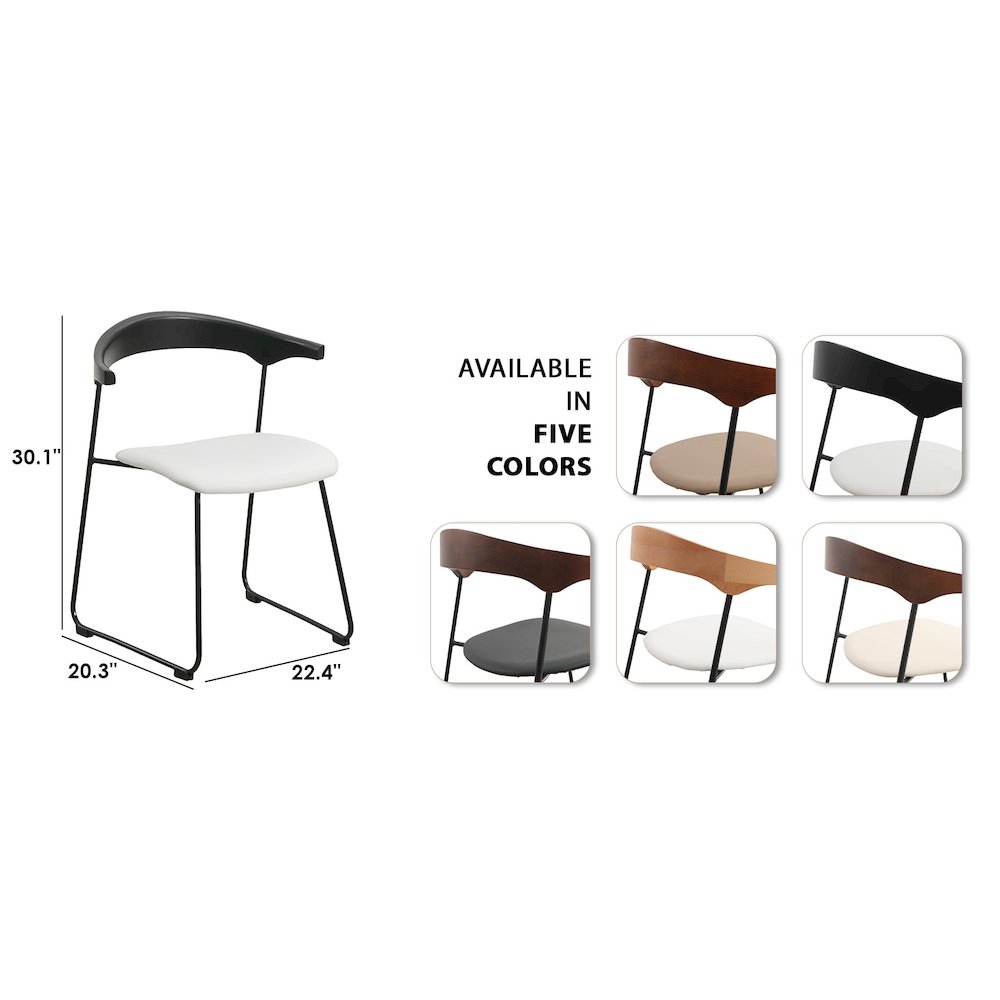 Lyra Collection Modern Chair in Black back and White Seat. Picture 5