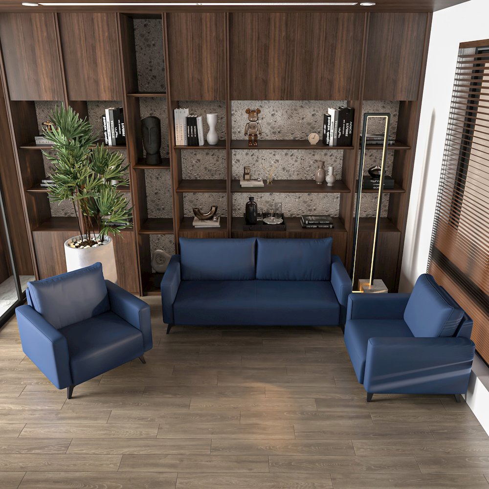 Inno Collection Sofa Set, 2 Single Seaters, and 3 seater In Dark Blue. Picture 3
