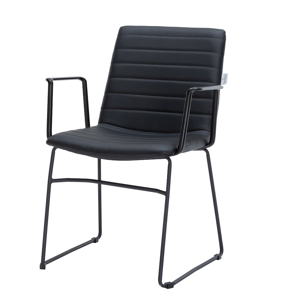 Zylar Series Office Guest Arm Chair in Black Leather. Picture 19