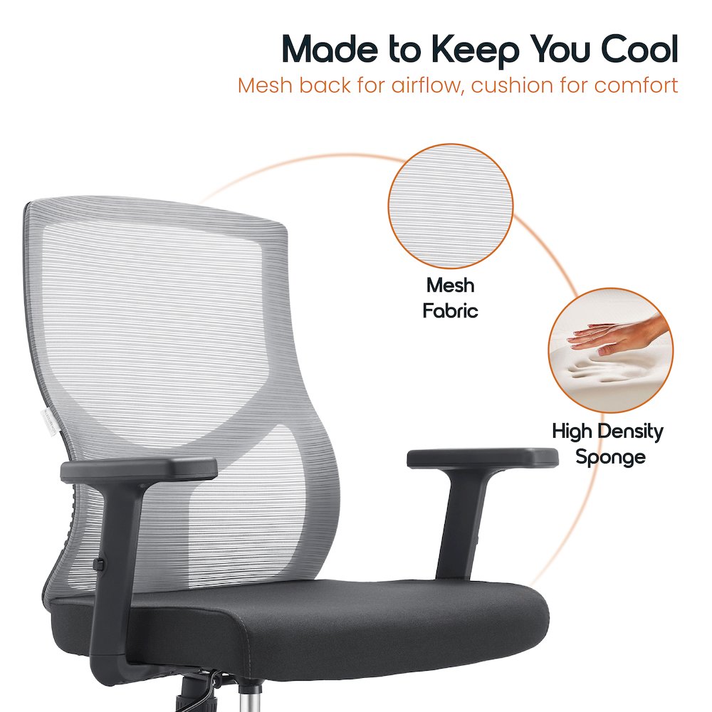 Office Glen Series Office Task Chair In Light Grey. Picture 16