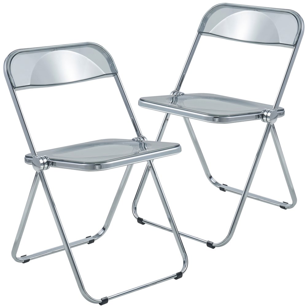 Lawrence Acrylic Folding Chair With Metal Frame, Set of 2. Picture 1