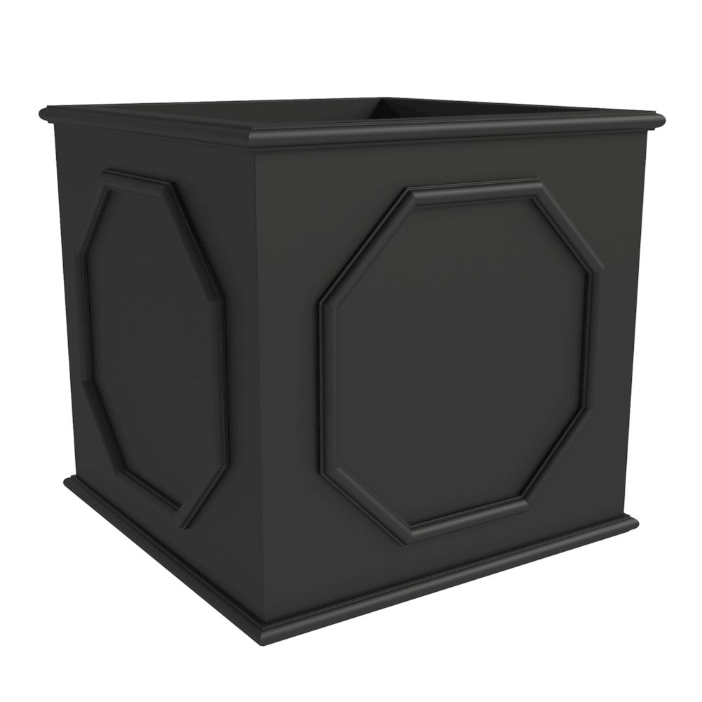 Sprout Series Cubic Fiber Stone Planter in Black 10.2 Cube. Picture 6