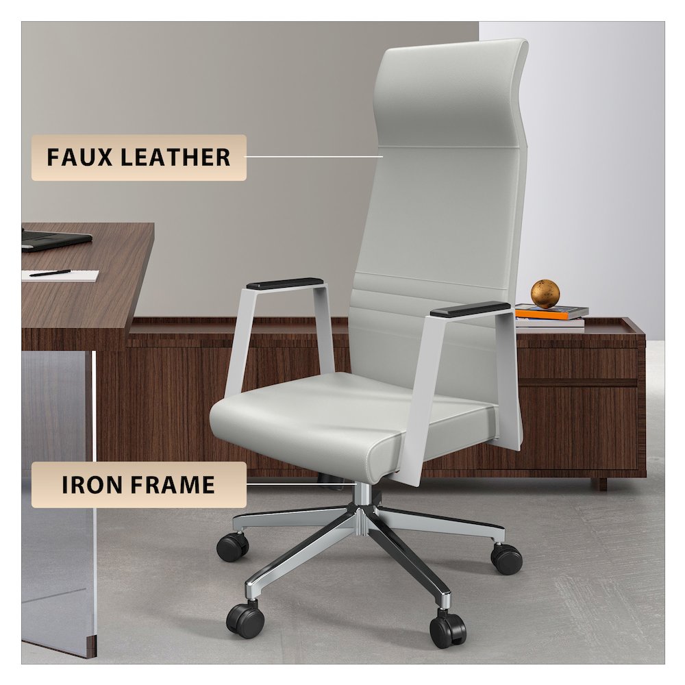 Aleen High-Back Office Chair in White. Picture 2