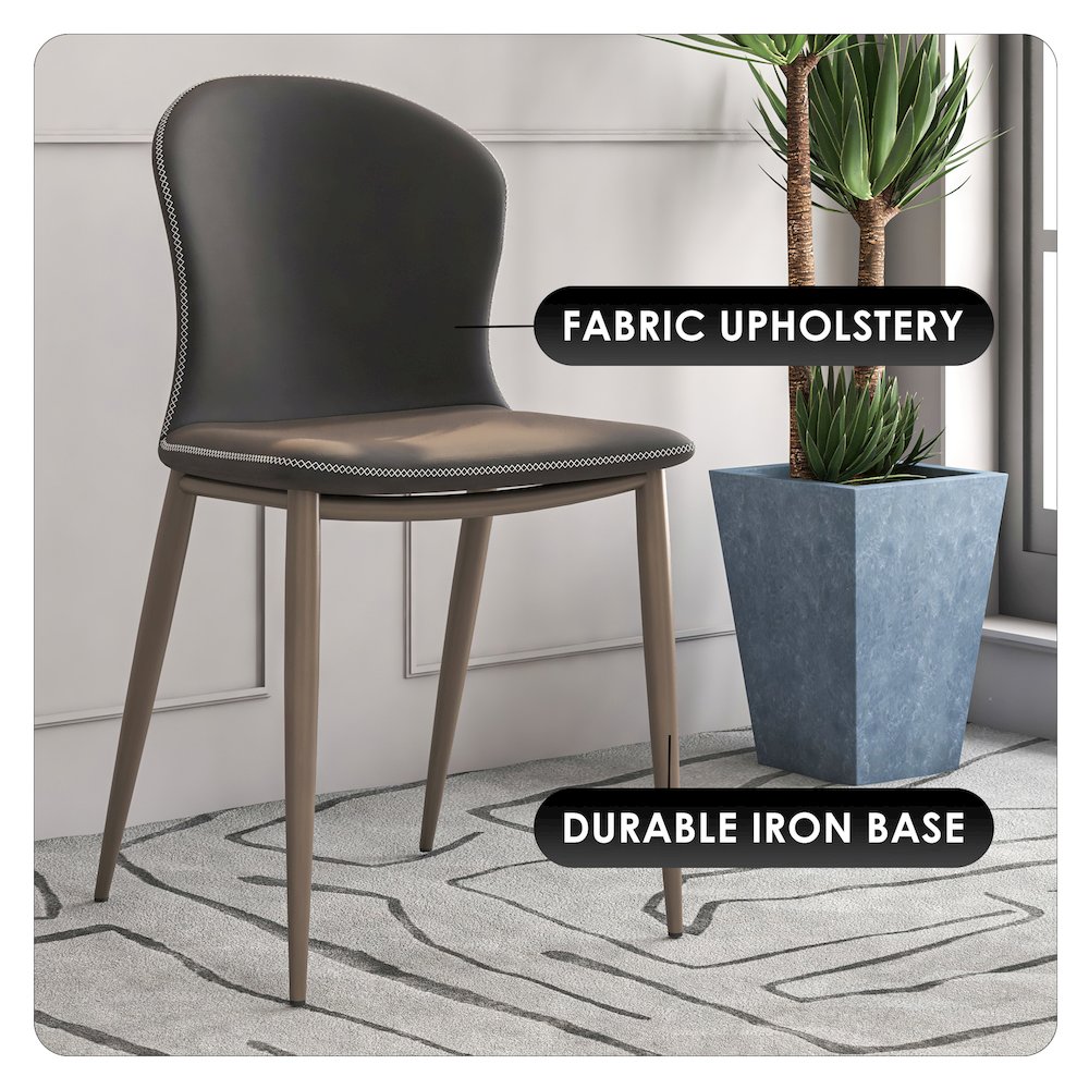 Mosaic Collection Modern Dining Chair in Charcoal Fabric - Set of 2. Picture 21