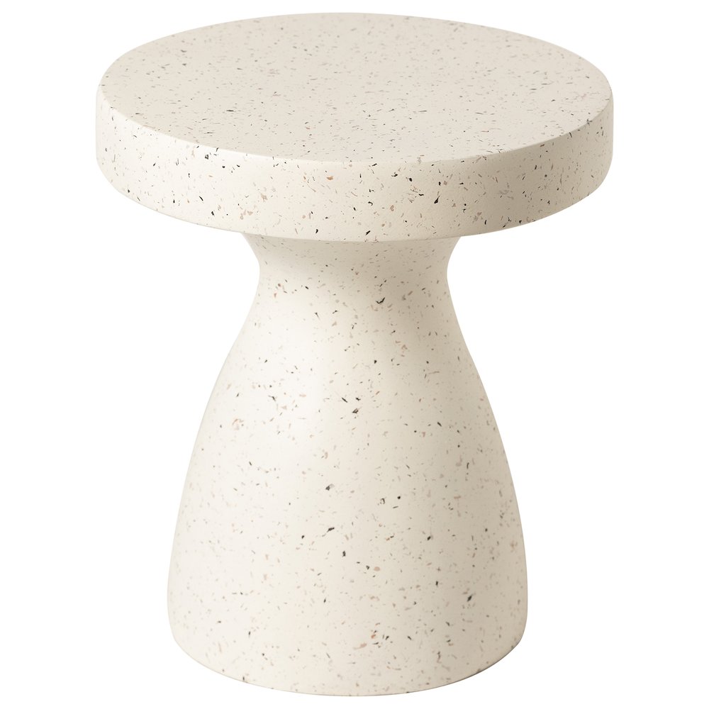 Modern Side End Table Wisp Series In Terrazzo White. Picture 8