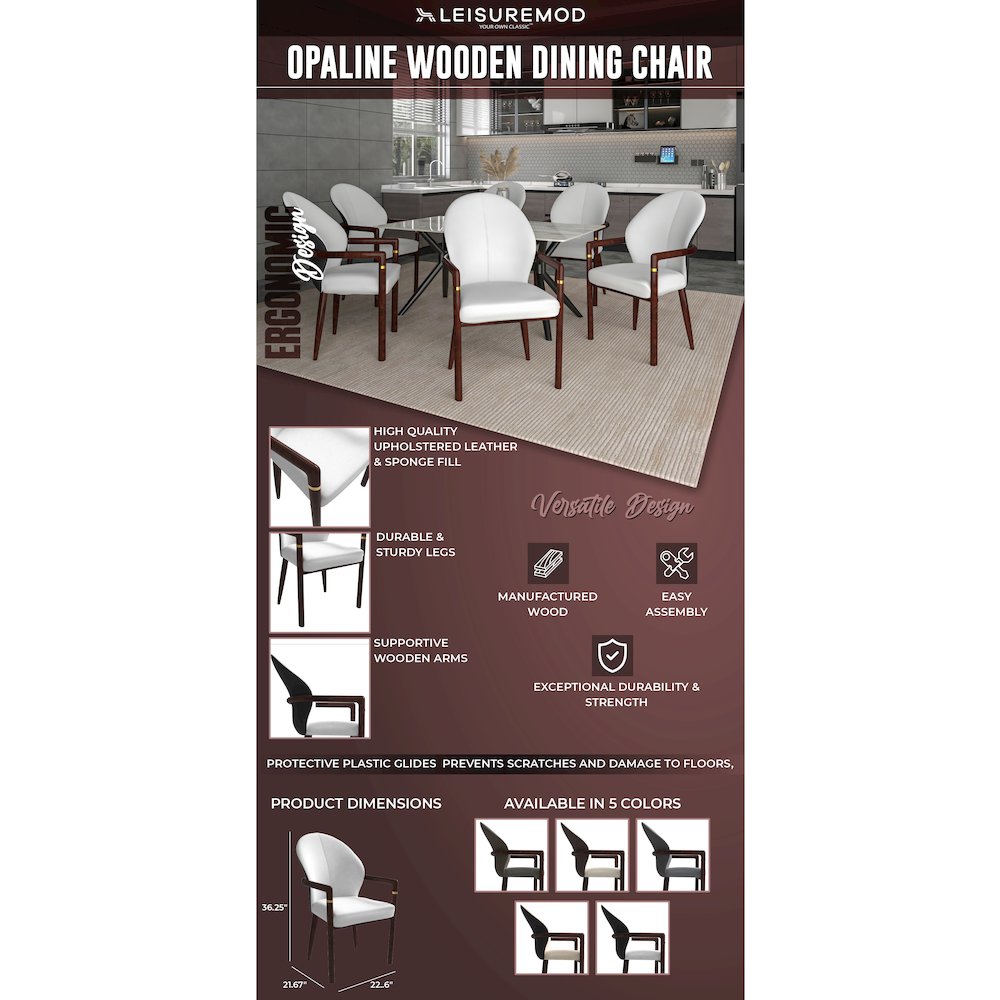 Opaline Series Elegant Wooden Dining Chair in Black Velvet and White. Picture 9