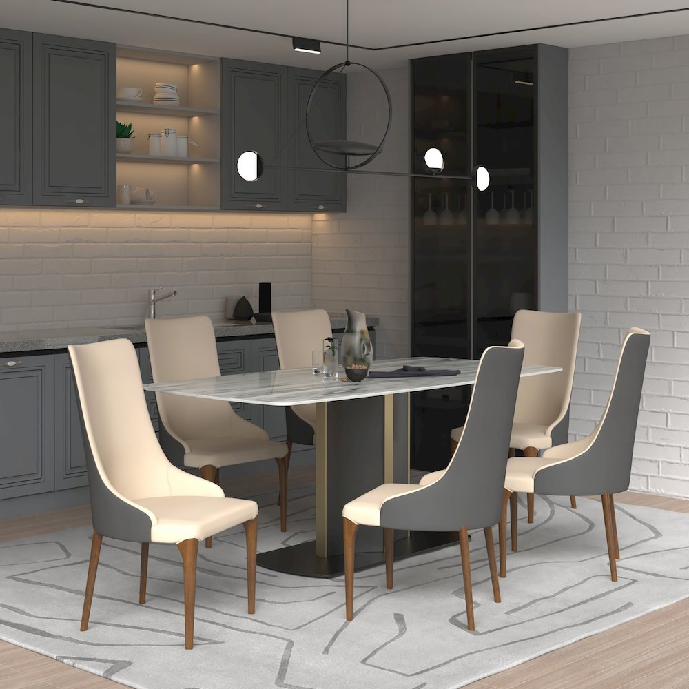 Elm Collection Modern Wooden Dining Chair In Grey. Picture 19