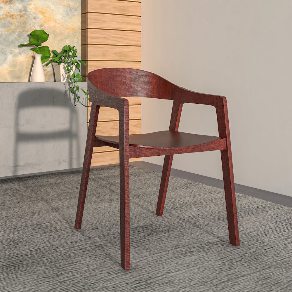 Rivo Collection Elegant Dining Chair in Dark Brown Wood. Picture 8