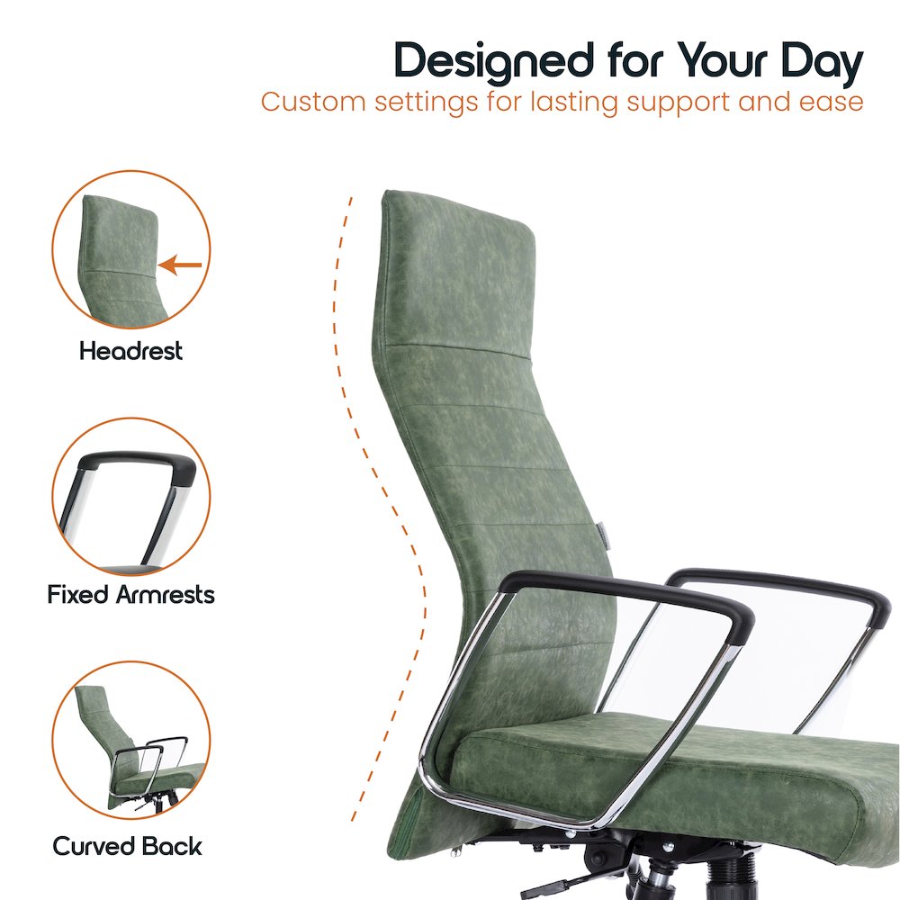 Hilton Leather Office Chair in Green. Picture 10