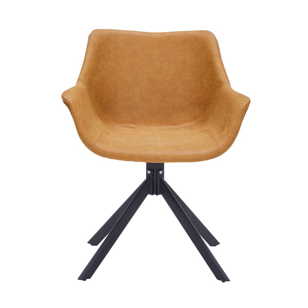 Markley Modern Leather Dining Swival Arm Chair in Light Brown. Picture 5