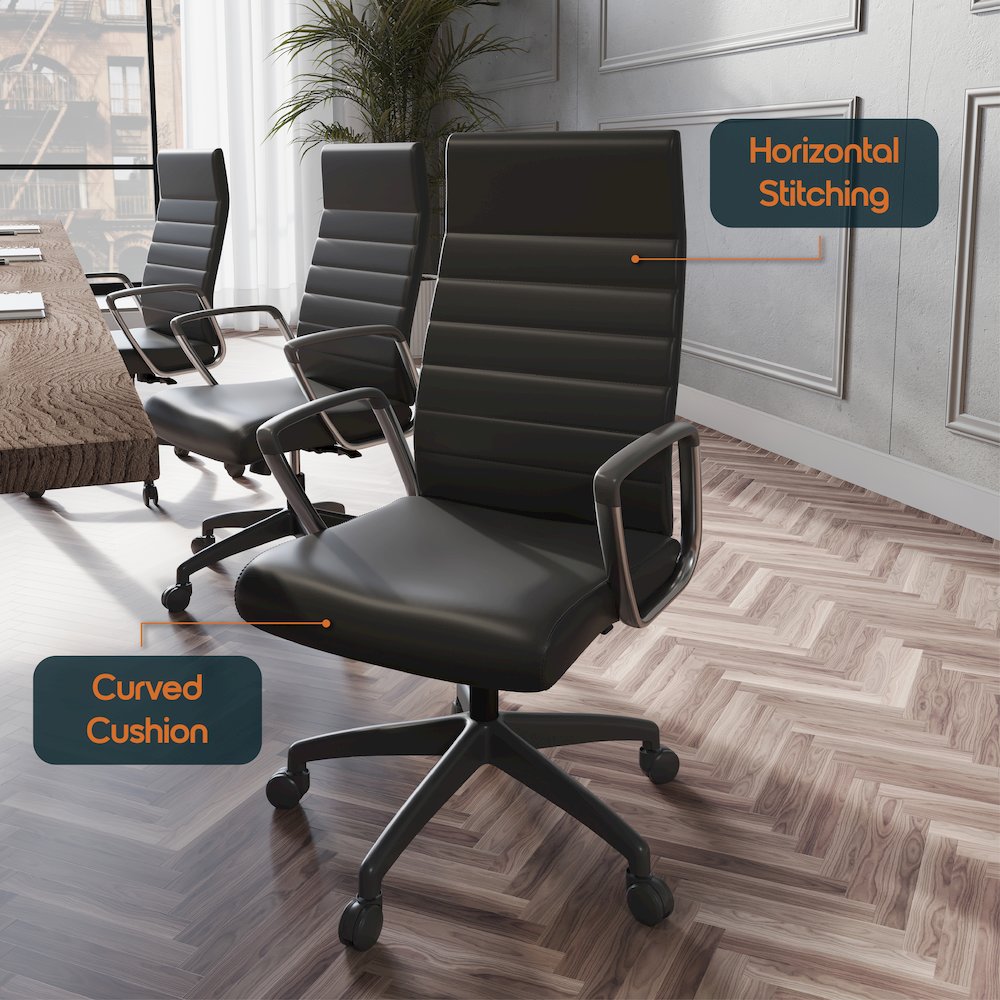 Hilton Modern High-Back Leather Office Chair. Picture 11