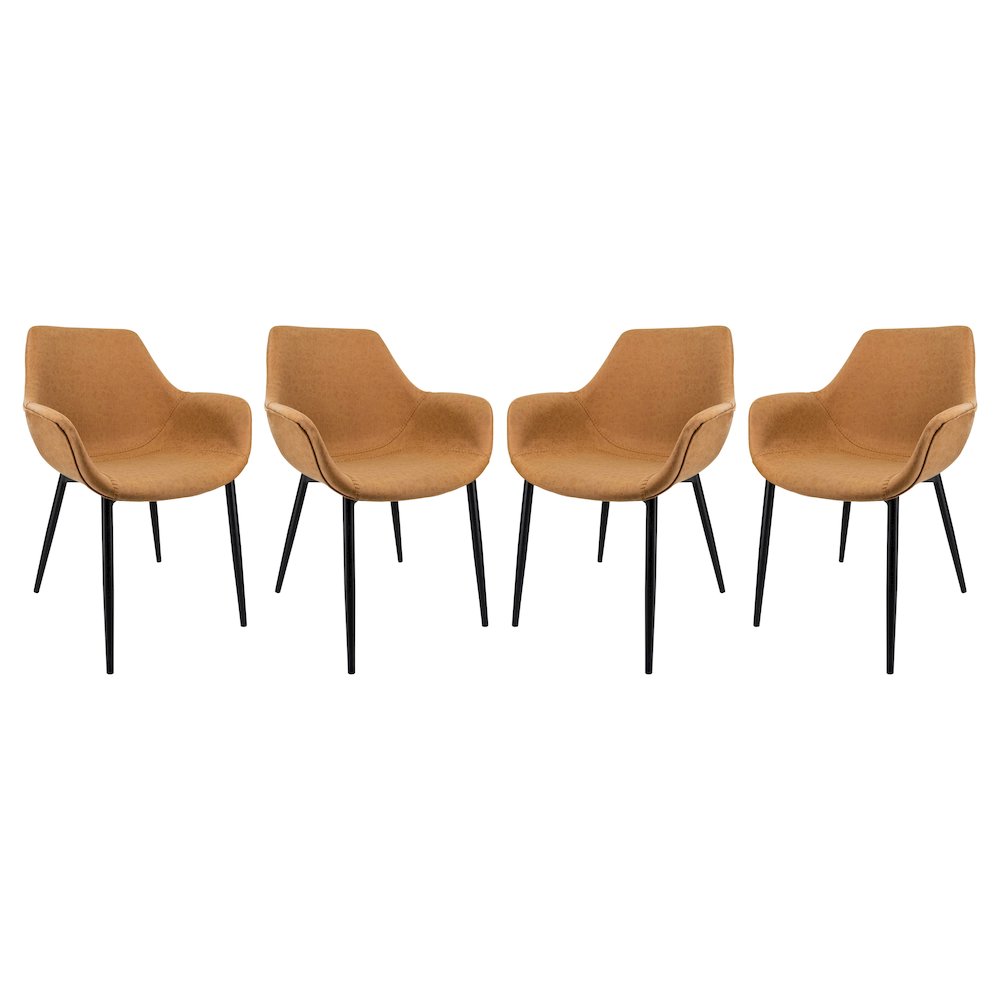 Markley Modern Leather Dining Arm Chair With Metal Legs Set of 4. Picture 14