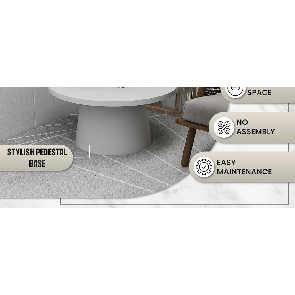 Dune Collection Fiberglass Outdoor Coffee Table In White. Picture 14