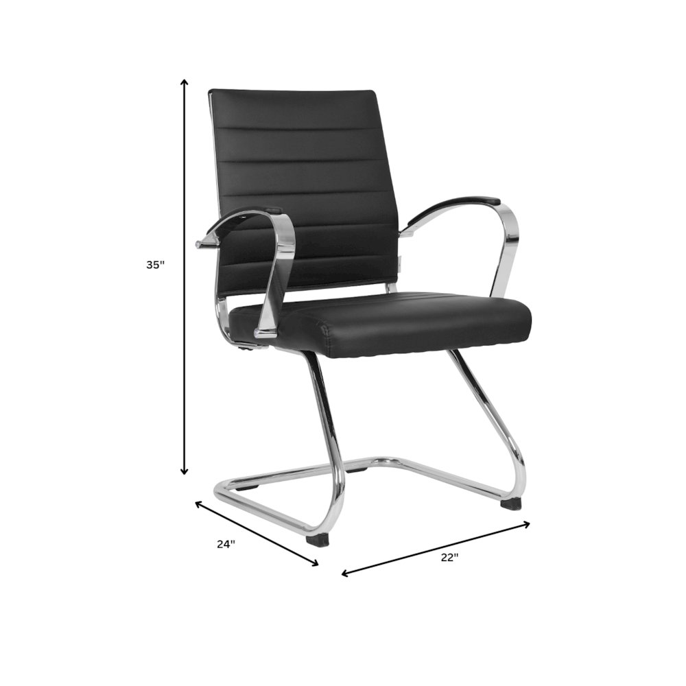 Benmar Home Leather Guest Office Chair in Black. Picture 27