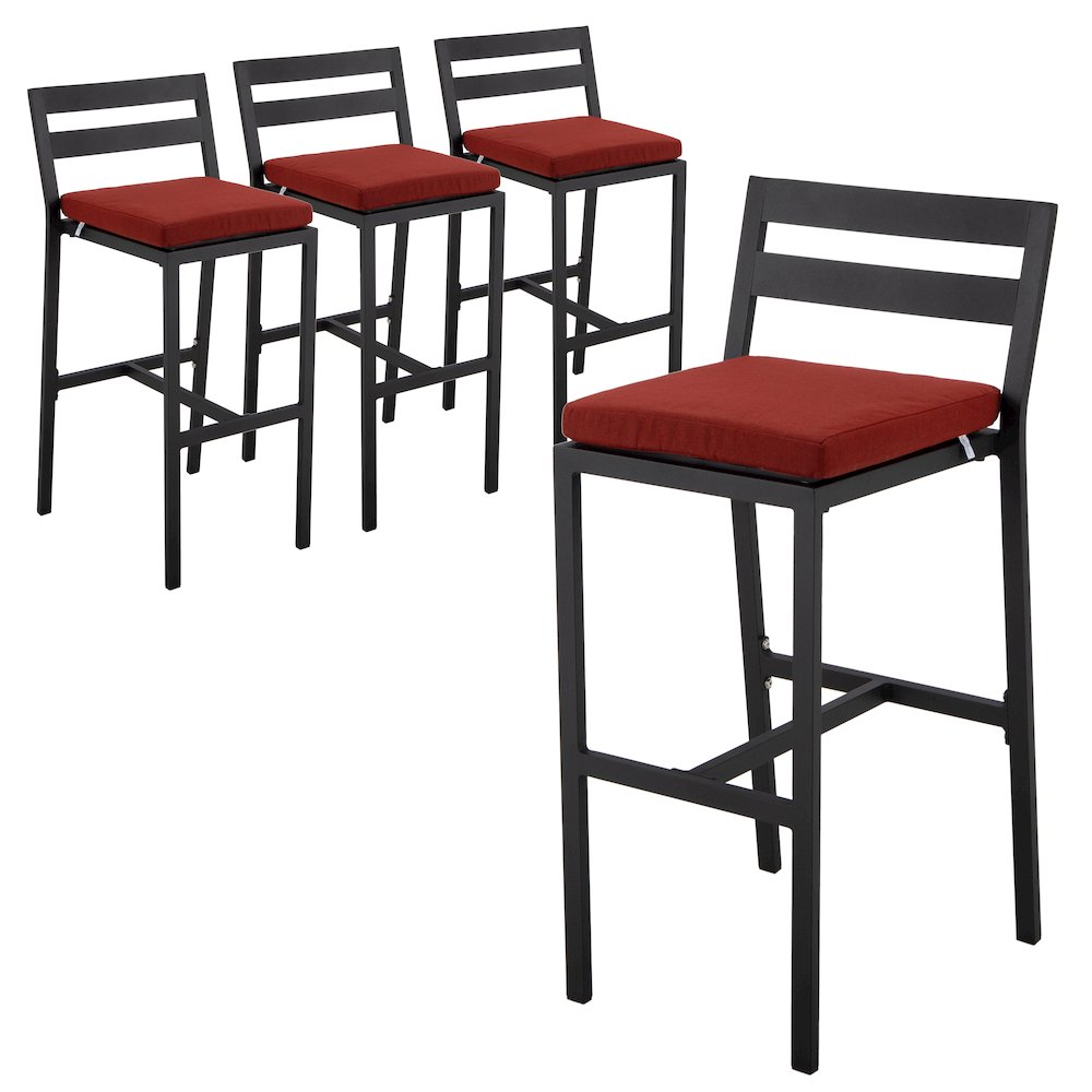 Chelsea Collection Modern Aluminum Outdoor Bar Chair Set of 4. Picture 2