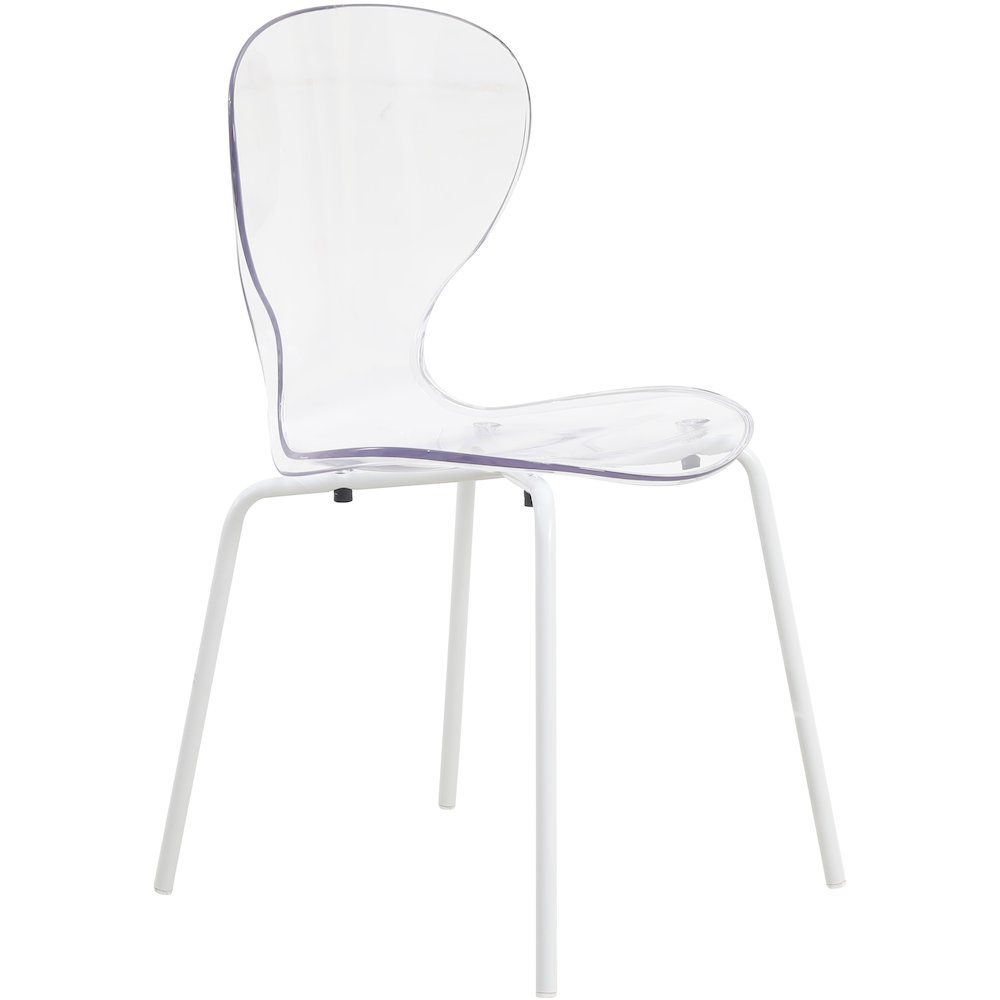Modern Oyster Transparent Side Chair in White Base. Picture 2
