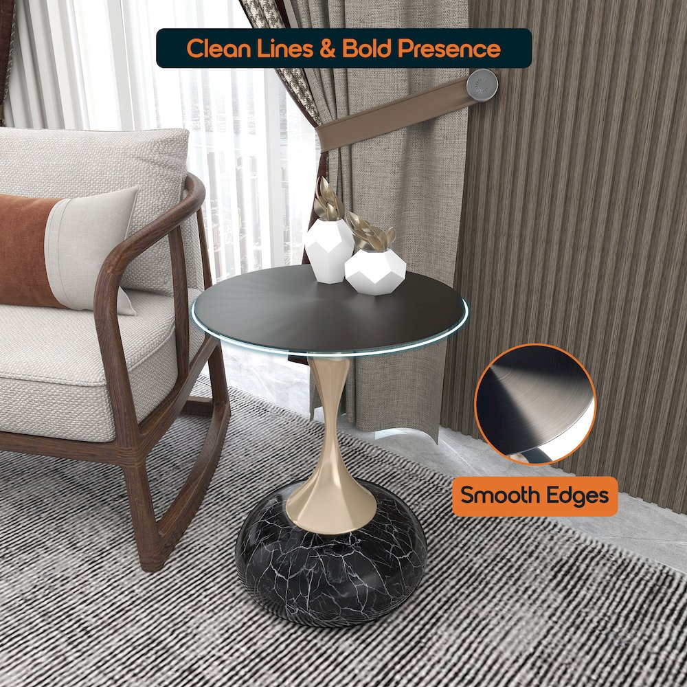 Savoy Collection Modern End Table In Stone Black. Picture 8