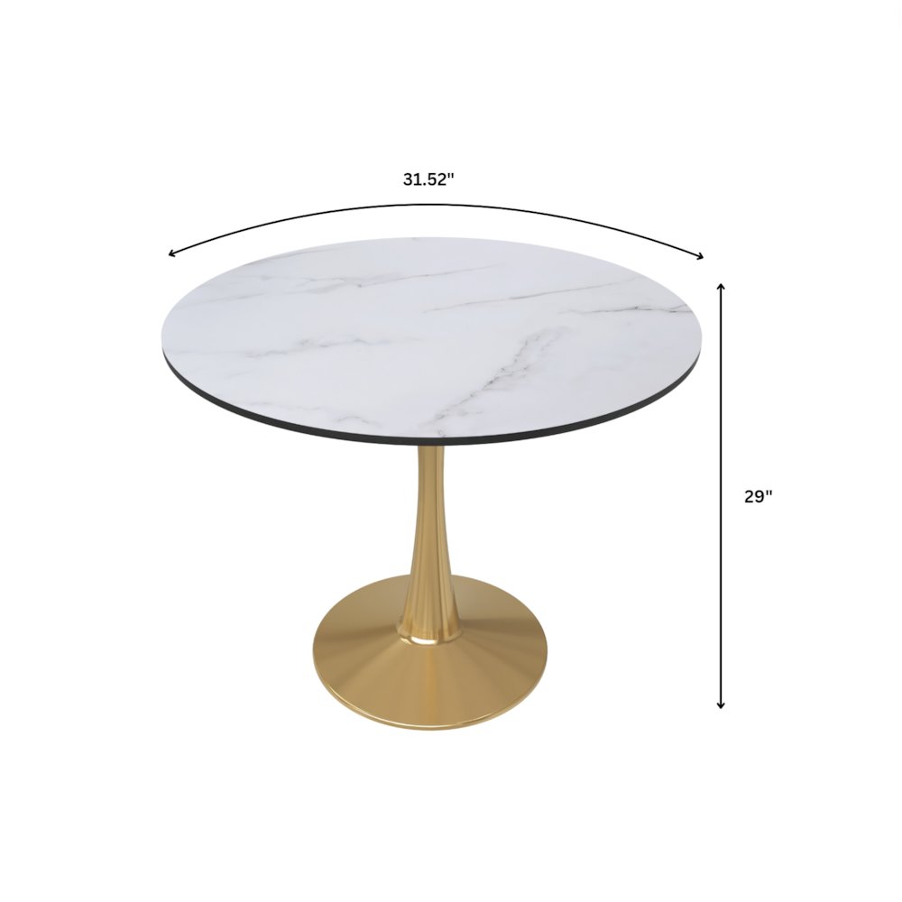 Bristol 31" round dining table Gold base with marbled MDF top. Picture 39