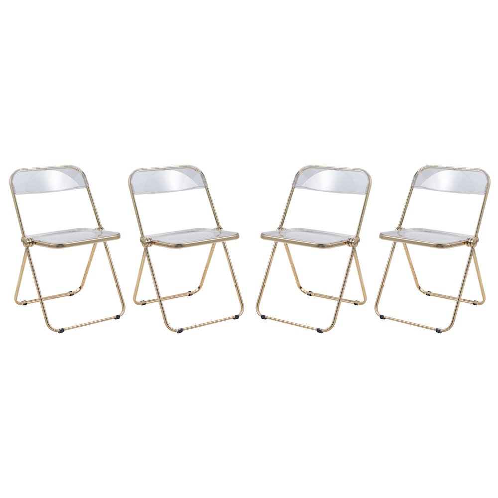 Lawrence Acrylic Folding Chair With Gold Metal Frame, Set of 4. Picture 15