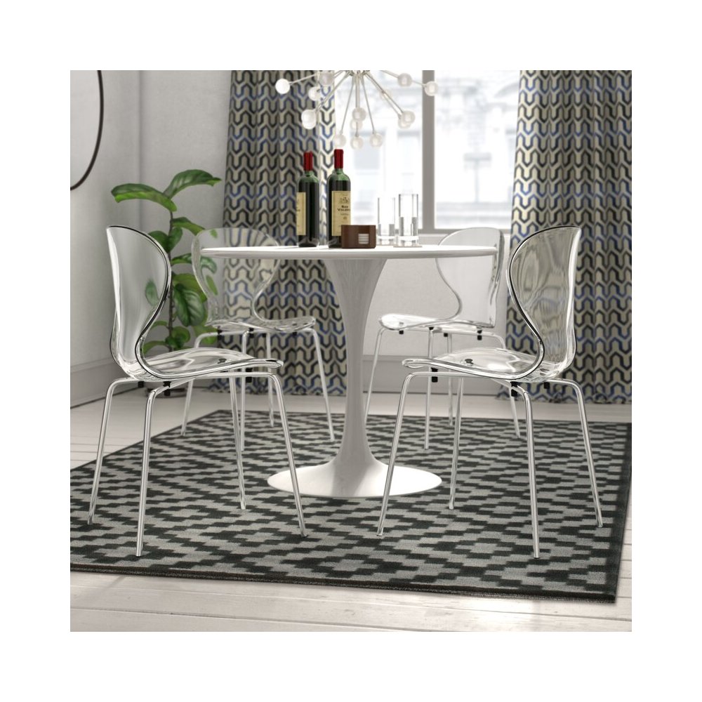 Modern Oyster Transparent Side Chair, Set of 4. Picture 3