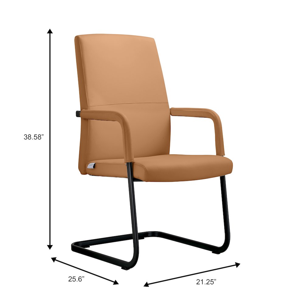 Evander Office Guest Chair in Acorn Brown Leather. Picture 15