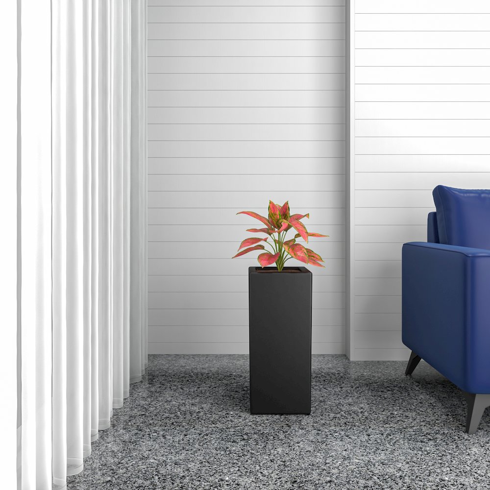 Terra Series Poly Stone Planter in Black 10.2" x 10.2" 23.6" High. Picture 8